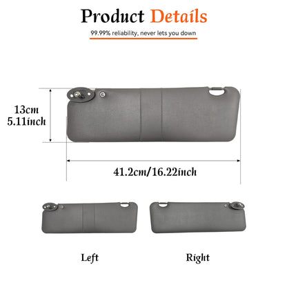 Sun visor dimensions approx 412 mm long by 130 mm high, left and right, for early Hilux and Hilux Surf
