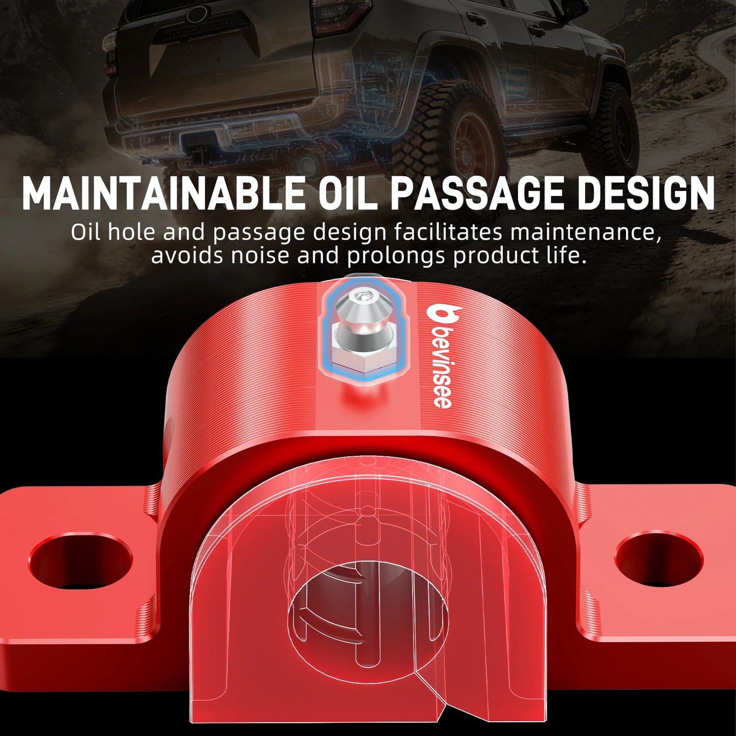 Red polyurethane bush in alloy bracket