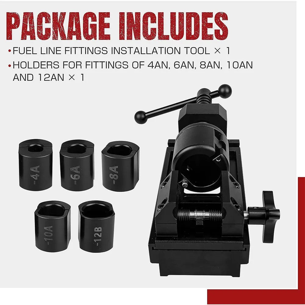 Fuel Line Fittings Installation Tool Kit, Aluminum Alloy Rotary Fuel Hose Connection Bracket For 4AN 6AN 8AN 10AN 12AN Connector Tuck's Performance