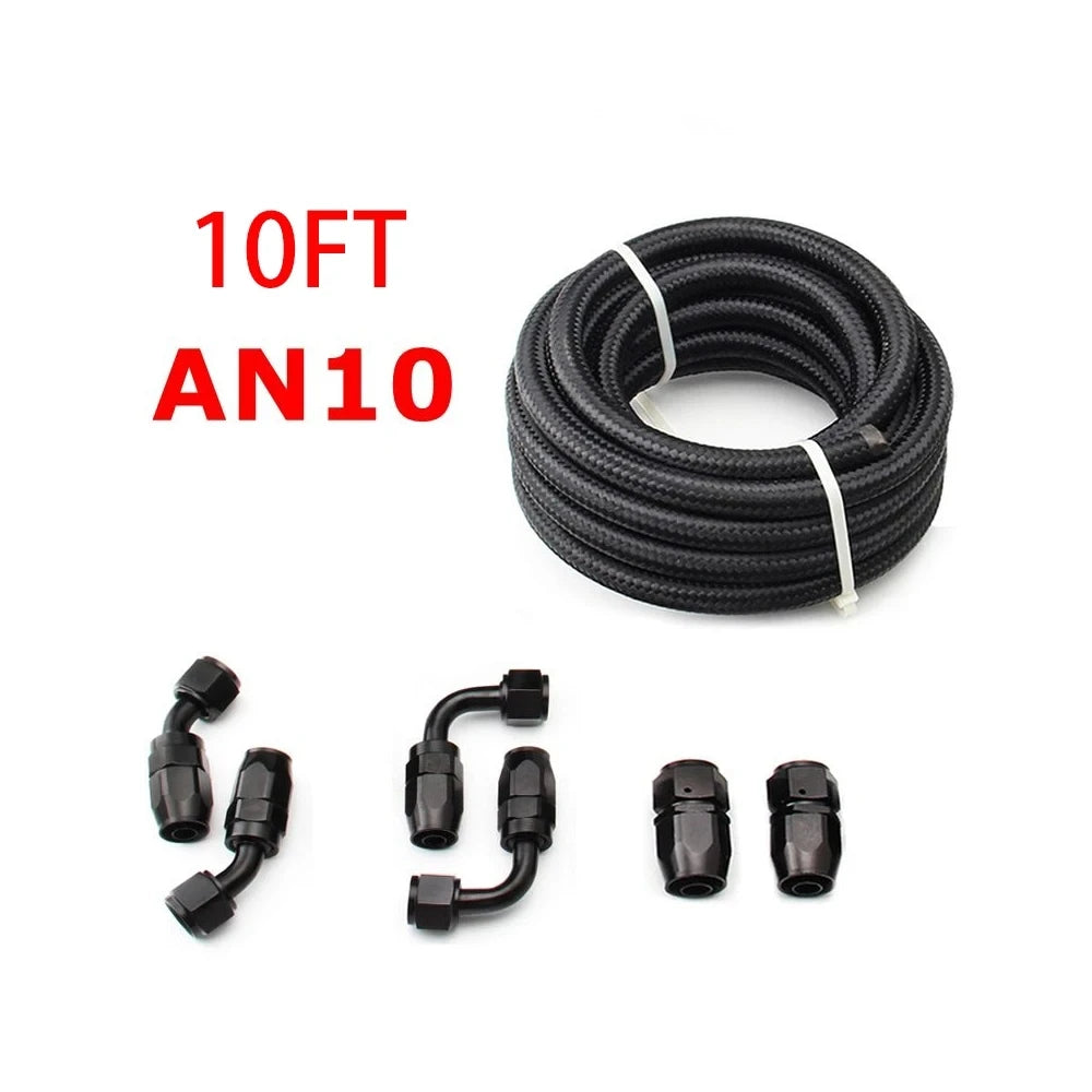 3M AN6/AN8/AN10 CPE Oil Fuel Fittings Hose End 0+45+90+180 Degree Oil Adaptor Kit AN6 Braided Oil Fuel Hose Line With Clamps Tuck's Performance