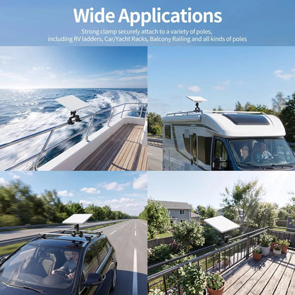 Starlink Mini mount used on a boat, caravan, roof rack and balcony