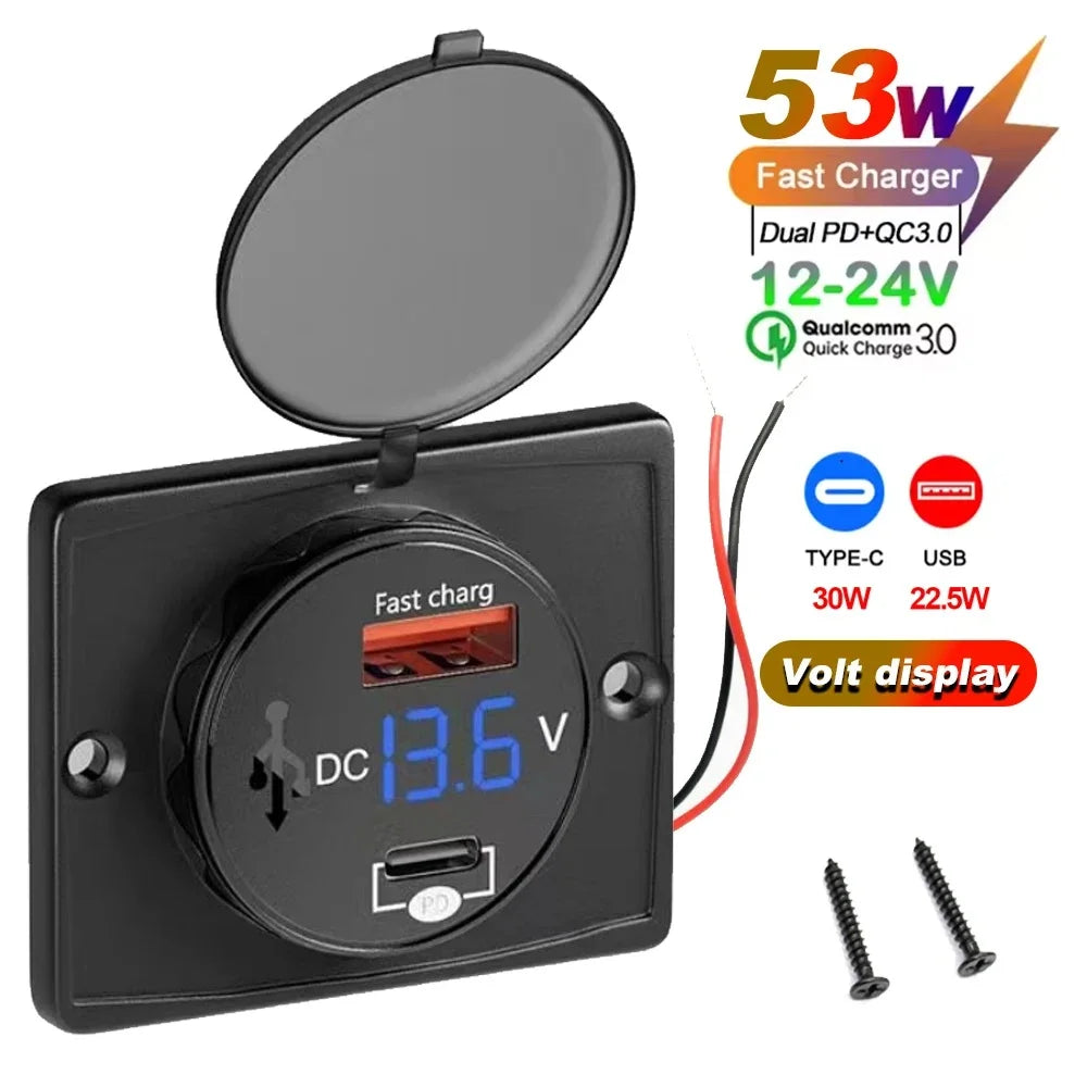 Wall Mount Charger Adapter, 2-4 Ports USB Outlet, QC 22.5W PD 30W Type-C Quick Charge, QC3.0 Panel, Bus, ATV, Truck Tuck's Performance