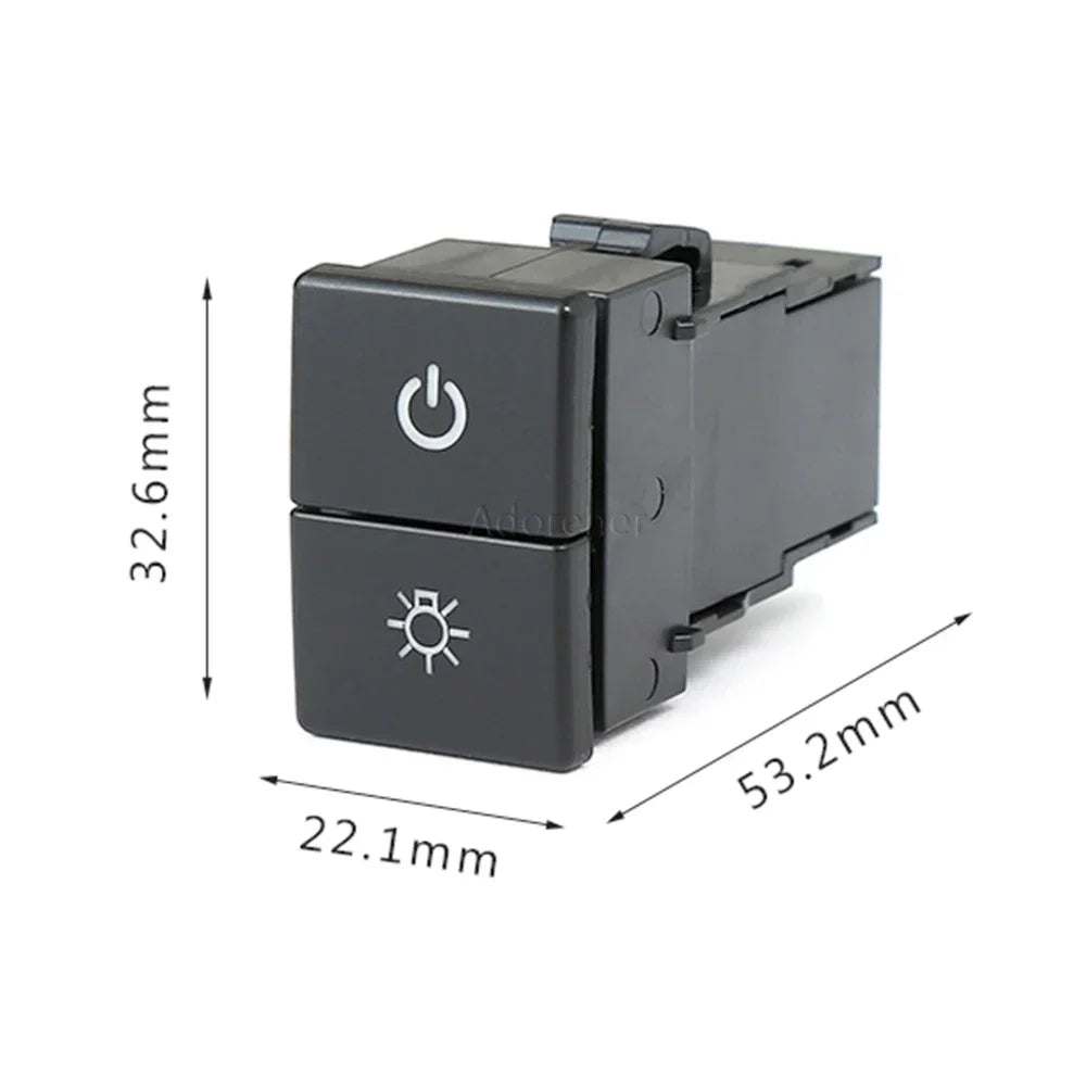 1PC Car Dual Key Switch Dual Switch Radar Tailgate Power LED Headlight Switch Button for ISUZU D-MAX 21-23 Tuck's Performance