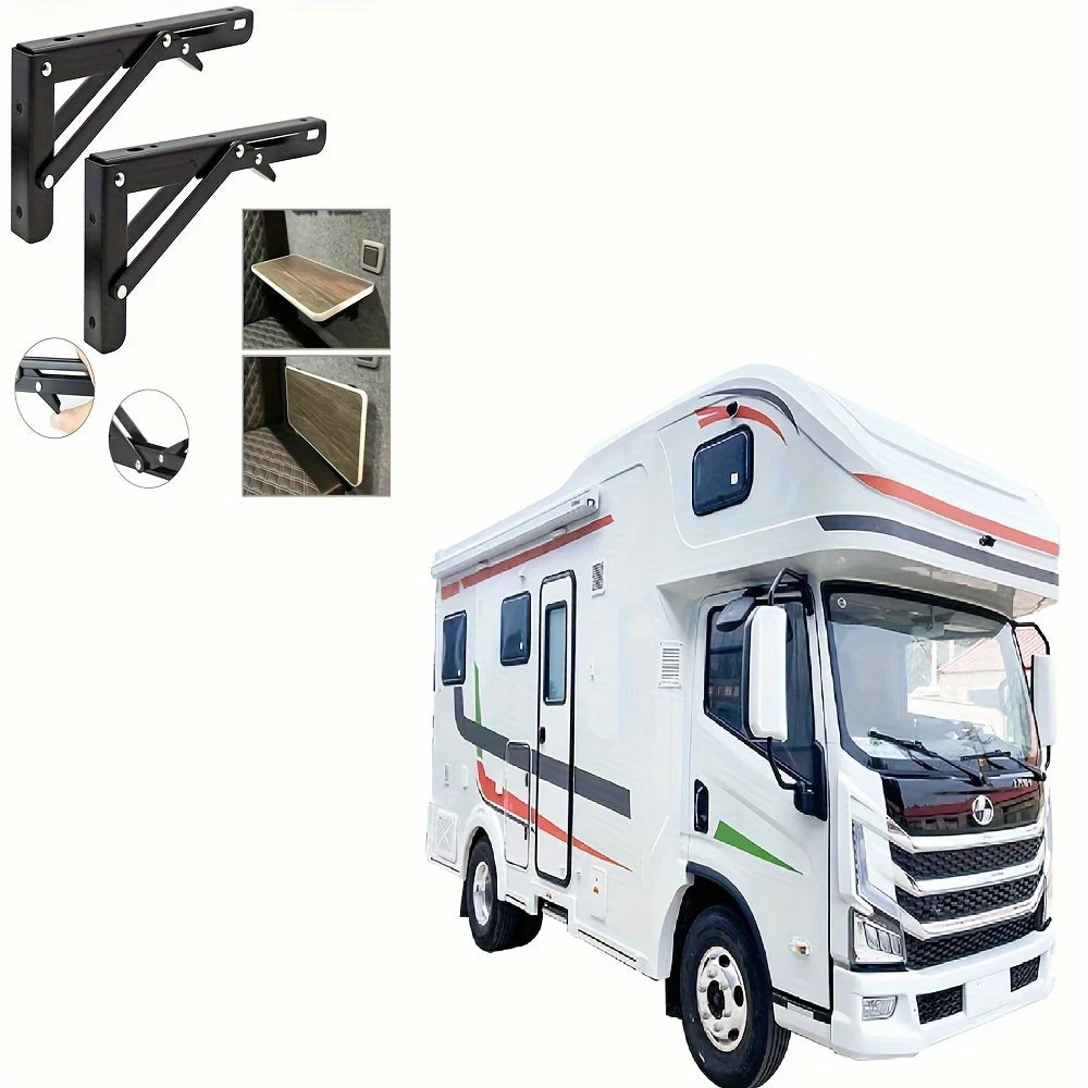 Folding table brackets used for a fold-down table in a motorhome