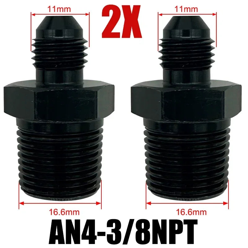 2X Flare Male AN4 AN6 AN8 AN10 AN12 To 1/4NPT 1/8NPT 3/8NPT 3/4 NPT Thread Straight Fittings Fuel Oil Cooler Hose Pipe Adapter Tuck's Performance
