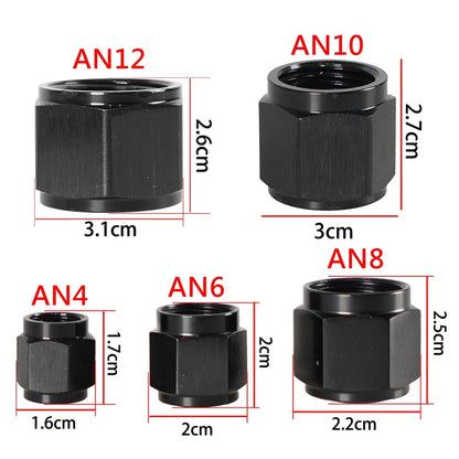 1PC AN4 AN6 AN8 AN10 AN12 Adapter Female Flare End Cap Plug Tube Fitting Hex Head Port Fitting Aluminum Black Tuck's Performance
