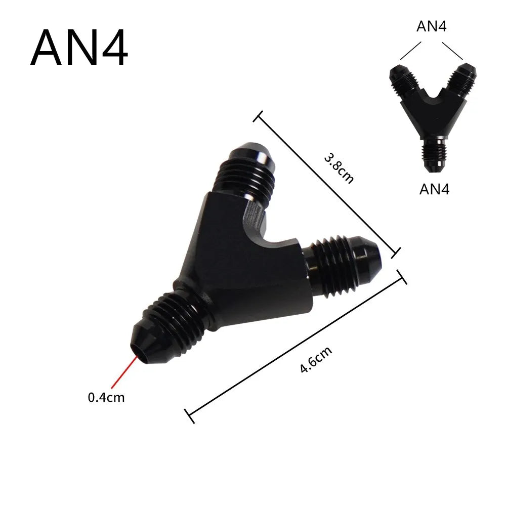 High Quality AN4 AN6 AN8 AN10 Y Adapter Block Male Thread Fuel Hose Fitting Adapters Tee Oil Pipe Joint Universal Aluminium Tuck's Performance