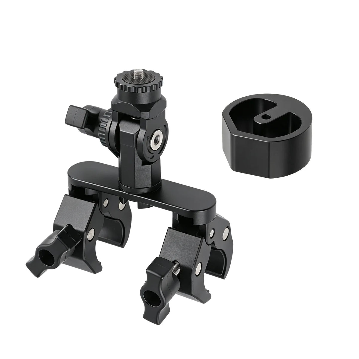 Twin clamp satellite dish mount with pipe adapter