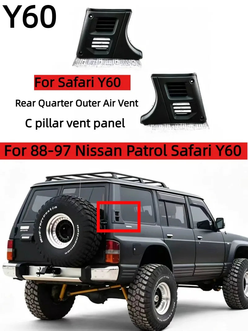 Rear Quarter Outer Air Vent C Pillar Vent Panel For 88‑97 Nissan Patrol Safari Y60 OEM:76802‑06J00（LH）76803‑06J00（RH） Tuck's Performance