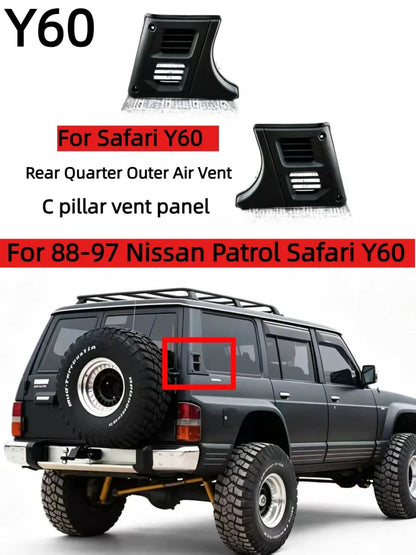 Rear Quarter Outer Air Vent C Pillar Vent Panel For 88‑97 Nissan Patrol Safari Y60 OEM:76802‑06J00（LH）76803‑06J00（RH） Tuck's Performance