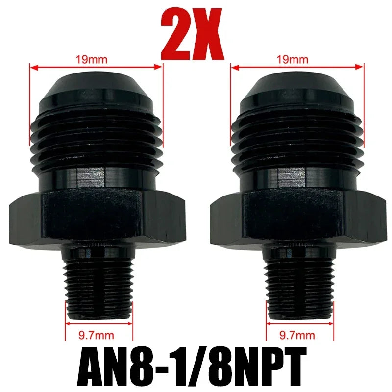 2X Flare Male AN4 AN6 AN8 AN10 AN12 To 1/4NPT 1/8NPT 3/8NPT 3/4 NPT Thread Straight Fittings Fuel Oil Cooler Hose Pipe Adapter Tuck's Performance