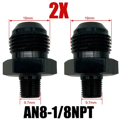 2X Flare Male AN4 AN6 AN8 AN10 AN12 To 1/4NPT 1/8NPT 3/8NPT 3/4 NPT Thread Straight Fittings Fuel Oil Cooler Hose Pipe Adapter Tuck's Performance