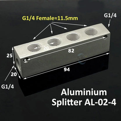 Aluminium Splitter 1/8" 1/2" BSP Internal Thread Port 2 3 4 5 6 7 8 9 10 Way 1/4 Pneumatic Air Manifold Distributor Connector Tuck's Performance