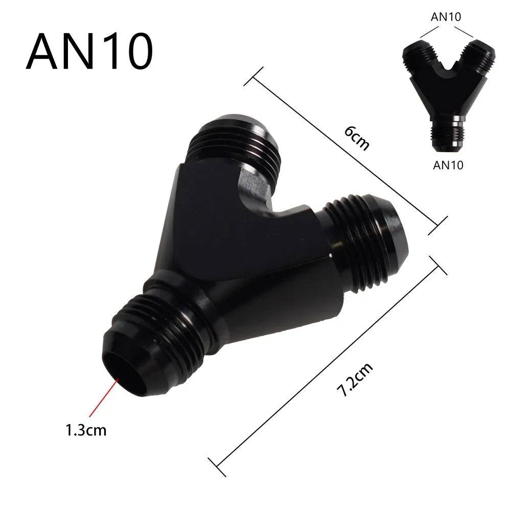 High Quality AN4 AN6 AN8 AN10 Y Adapter Block Male Thread Fuel Hose Fitting Adapters Tee Oil Pipe Joint Universal Aluminium Tuck's Performance