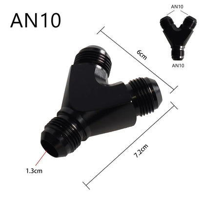High Quality AN4 AN6 AN8 AN10 Y Adapter Block Male Thread Fuel Hose Fitting Adapters Tee Oil Pipe Joint Universal Aluminium Tuck's Performance
