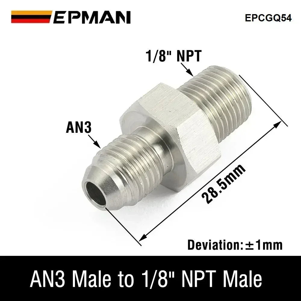 EPMAN Inverted Flare Fitting Turbo Oil Feed Adapter To Male AN3 AN4 Stainless Steel 304 EPCGQ161 Tuck's Performance
