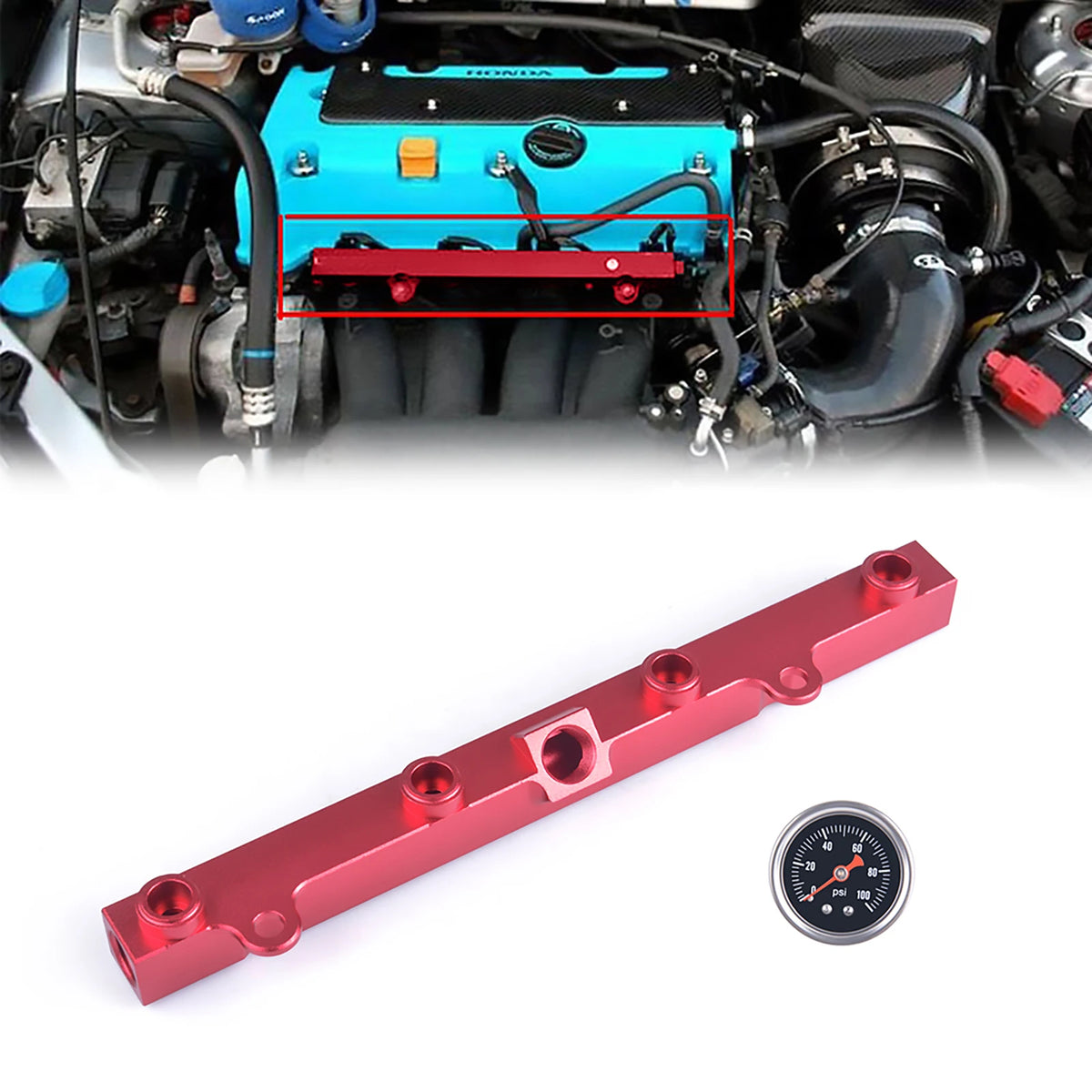 Aluminium K SERIES Heavy FUEL RAIL kit High Flow Injection fuel rail FOR H0NDA K20 K24 RSX CIV1C SI,INTEGRA EP3 with gauge Tuck's Performance