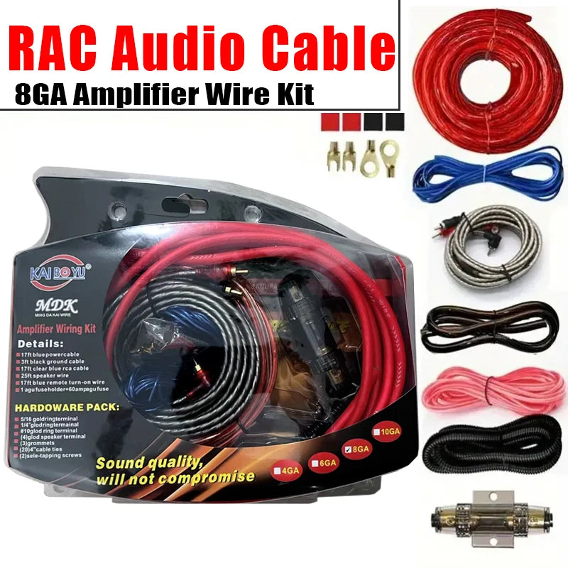 8GA Car Amplifier Wiring Kit with RCA Lead and 60A Fuse - product image 1
