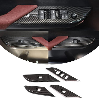 Carbon Fiber Door Window Switch Panel Cover Trim For Toyota Hilux