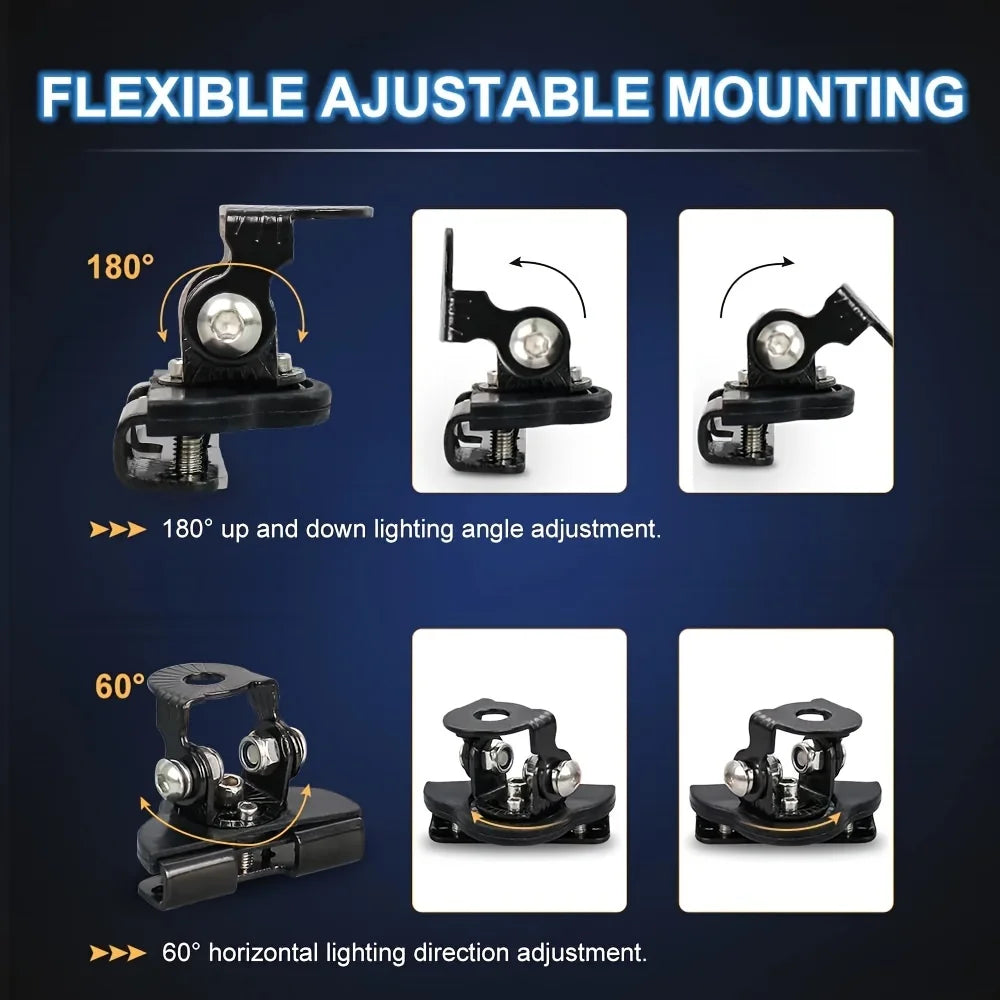 Bonnet light bracket adjustment 180 degrees tilt and 60 degrees swivel
