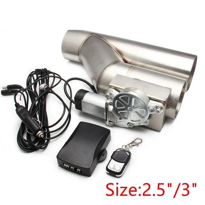 Universal  2.5'' 3" Electric Exhaust Cutout Valve Y Pipe Exhaust Pipe Single Valve System with Controller Remote Kit Tuck's Performance