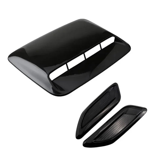 Gloss black stick-on bonnet scoop and side vent 3 piece set