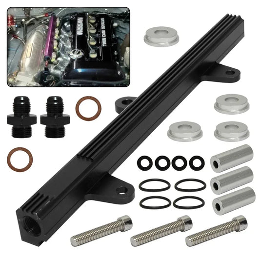 New top feed injector billet fuel rail fit for Nissan 240SX S13 SR20 SR20DET Silvia 1989-1994 Black Tuck's Performance