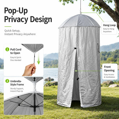 Pull-cord pop-up umbrella frame on the camping privacy tent