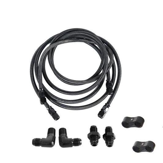 2 X 7Ft AN6 Flexible PTFE Transmission Cooler Hose Lines Fitting Nylon Billet Aluminum Braided Lines For 4L60/700R4/TH350/TH400 Tuck's Performance