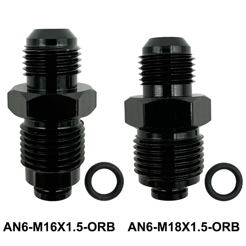 6AN Power Steering Fitting 16MM 1.5 and 18MM 1.5  Adapter Fitting With O-Ring For Hydro Boost Pump Rack Fuel Tank Turbocharger Tuck's Performance