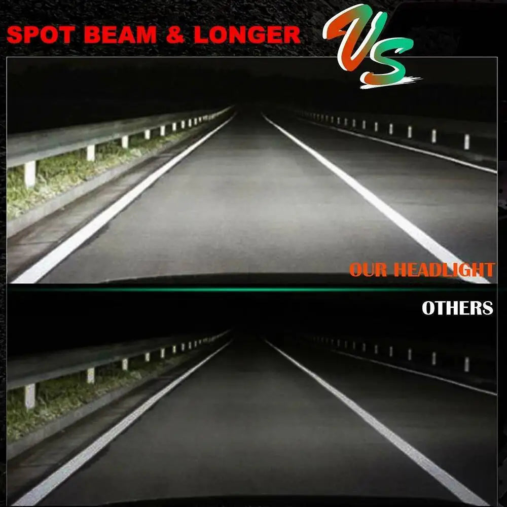 Spot beam LED pod compared with standard headlights