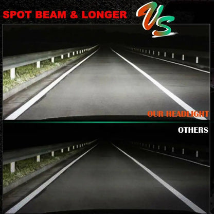 Spot beam LED pod compared with standard headlights