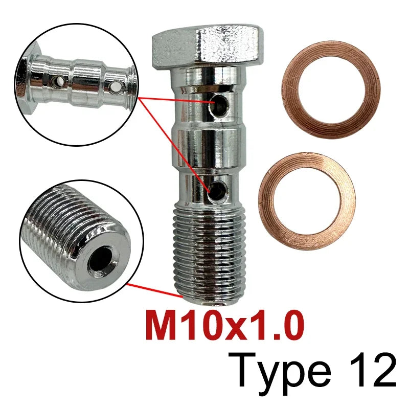 2X Stainless Steel 3AN Motorcycle Motor Bike Hydraulic Brake Oil Hose Line Banjo Fitting 10MM 0/28/45/90° Brake Hose End Adapter Tuck's Performance
