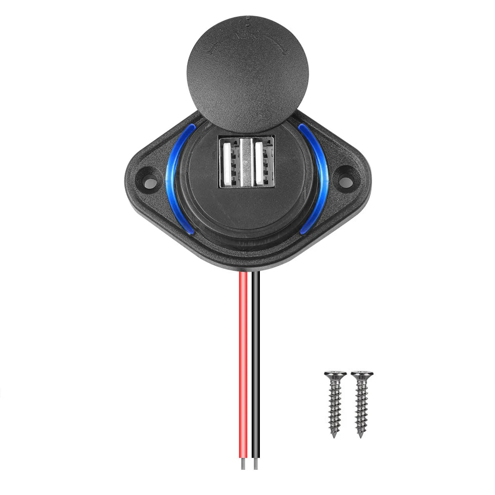 12-24V 3.1A Dual USB Charger Power Socket Adapter Charging Panel Mount for Motorbike Car Boat ATV UTV Camper Caravans Tuck's Performance