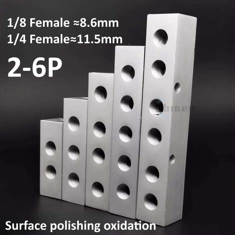 Aluminium Splitter 1/8" 1/2" BSP Internal Thread Port 2 3 4 5 6 7 8 9 10 Way 1/4 Pneumatic Air Manifold Distributor Connector Tuck's Performance