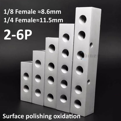 Aluminium Splitter 1/8" 1/2" BSP Internal Thread Port 2 3 4 5 6 7 8 9 10 Way 1/4 Pneumatic Air Manifold Distributor Connector Tuck's Performance