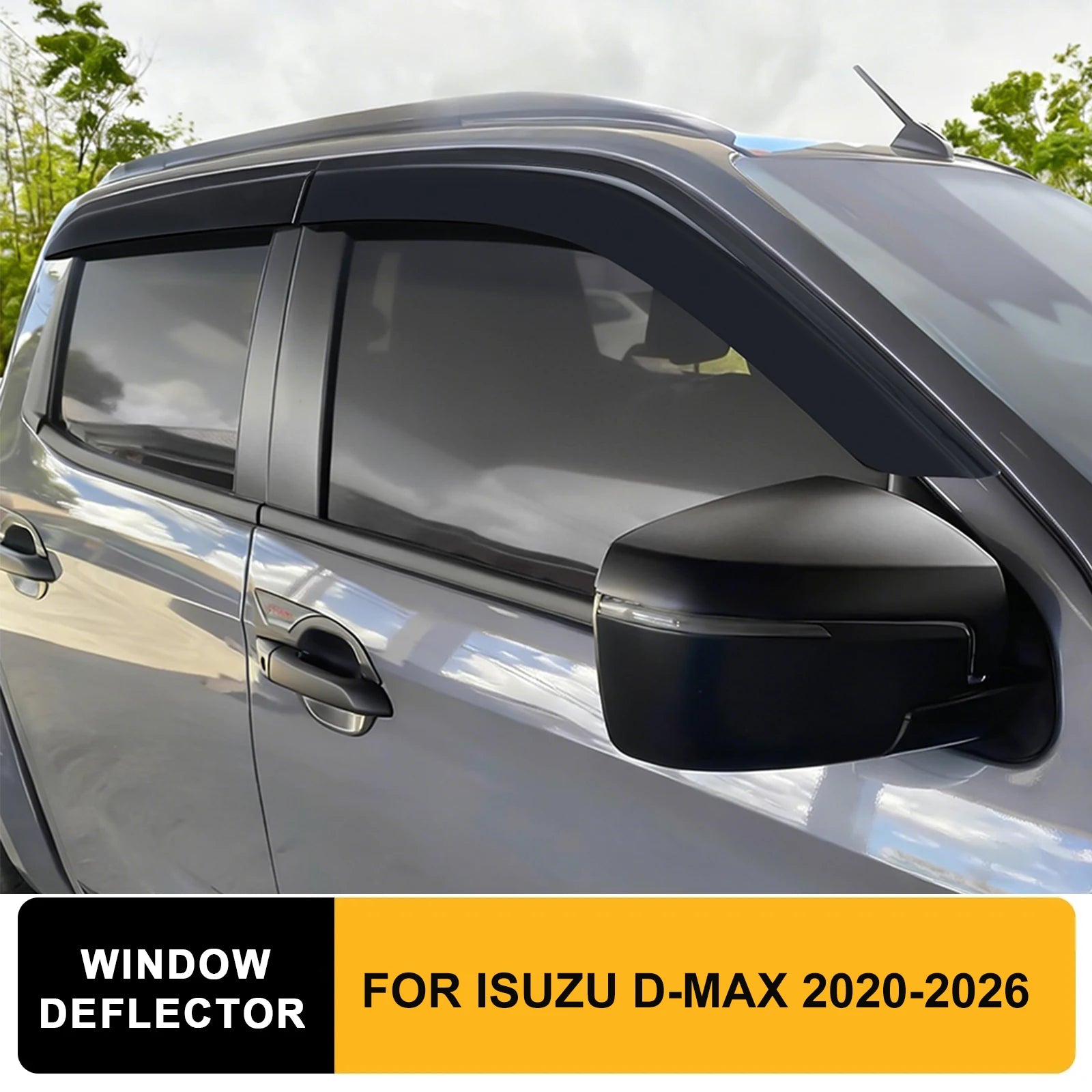 Smoke tinted side window visors for Isuzu D-MAX Double Cab