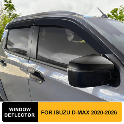 Smoke tinted side window visors for Isuzu D-MAX Double Cab