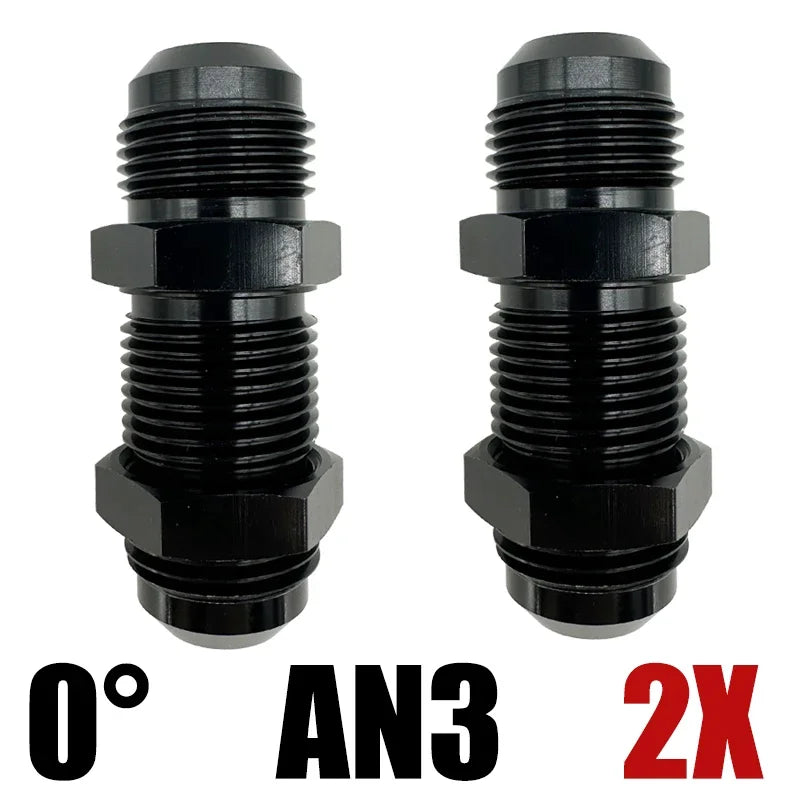 2X AN3 AN4 AN6 AN8 AN10 AN12 0 Degree Flare Bulkhead Fitting Fuel Hose Straight Male To Male Adapter w/Nut For Tab or Wirewall Tuck's Performance