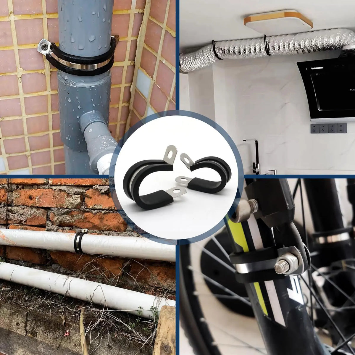 6-60mm Rubber 304 Stainless Steel Cable Clamp Pipe Metal Cushioned Insulated R Shape Wire Cord Installation Fixed Bracket Clamps Tuck's Performance