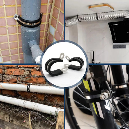 6-60mm Rubber 304 Stainless Steel Cable Clamp Pipe Metal Cushioned Insulated R Shape Wire Cord Installation Fixed Bracket Clamps Tuck's Performance