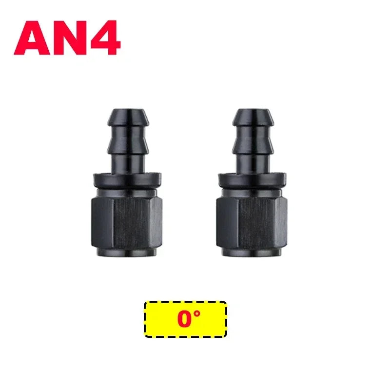 2X 4AN 6AN 8AN 10AN 12AN Oil Fuel Cooler Push-On Hose Fittings 0 45 90 180 Degree Push Lock Rubber Tube End Adapter Aluminum Tuck's Performance