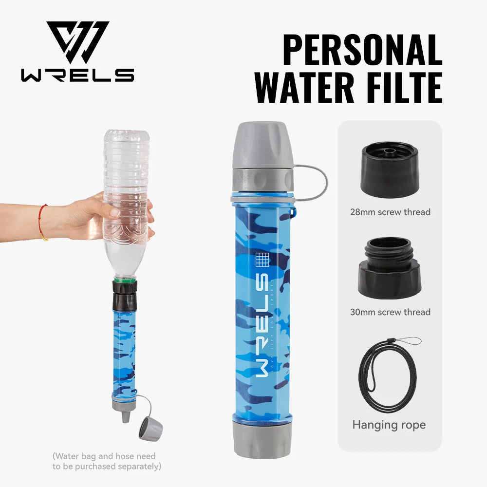 WRELS Outdoor Mini Camping Hiking Purification Water Filter Straw Carbon Fiber Water Bag for Survival or Emergency Supplies Tuck's Performance