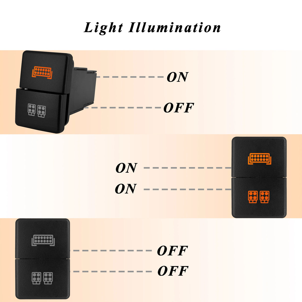 12V Dual Button Push Switch Orange Led Light For Toyota Prado Land Cruiser 200 RAV4 Hilux GUN HiAce 4 Runner Tundra Suzuki Jimny Tuck's Performance