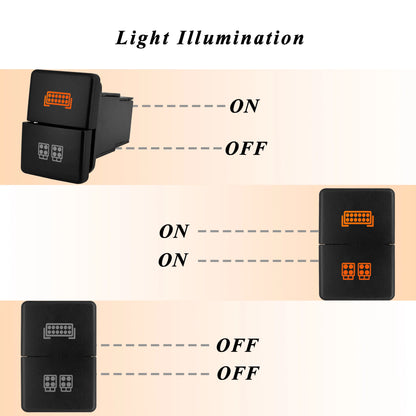 12V Dual Button Push Switch Orange Led Light For Toyota Prado Land Cruiser 200 RAV4 Hilux GUN HiAce 4 Runner Tundra Suzuki Jimny Tuck's Performance