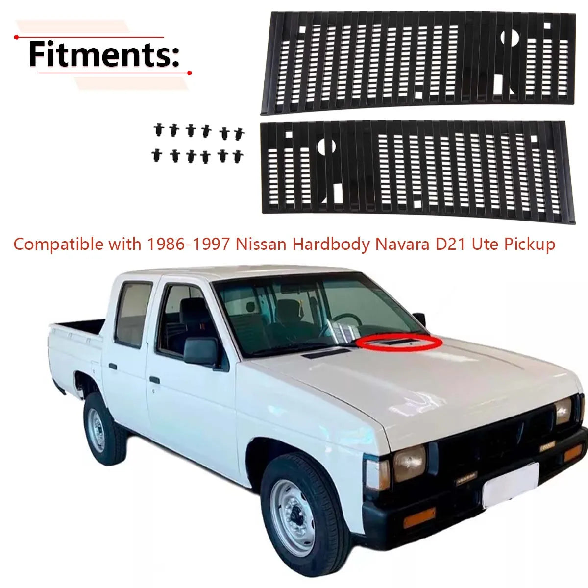 Wiper cowl grille panel for Nissan Navara D21