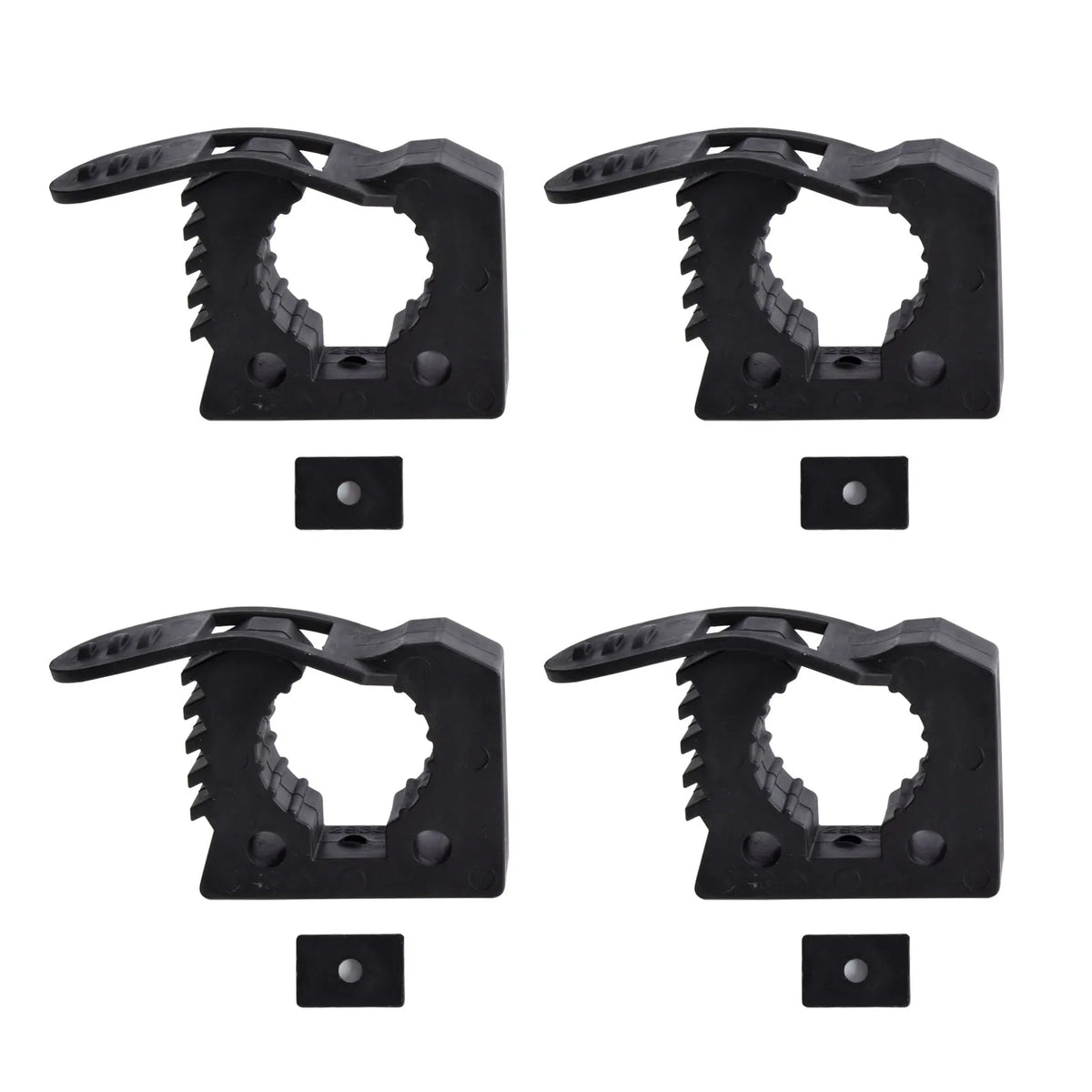 4 black quick release tool clamps with mounting plates