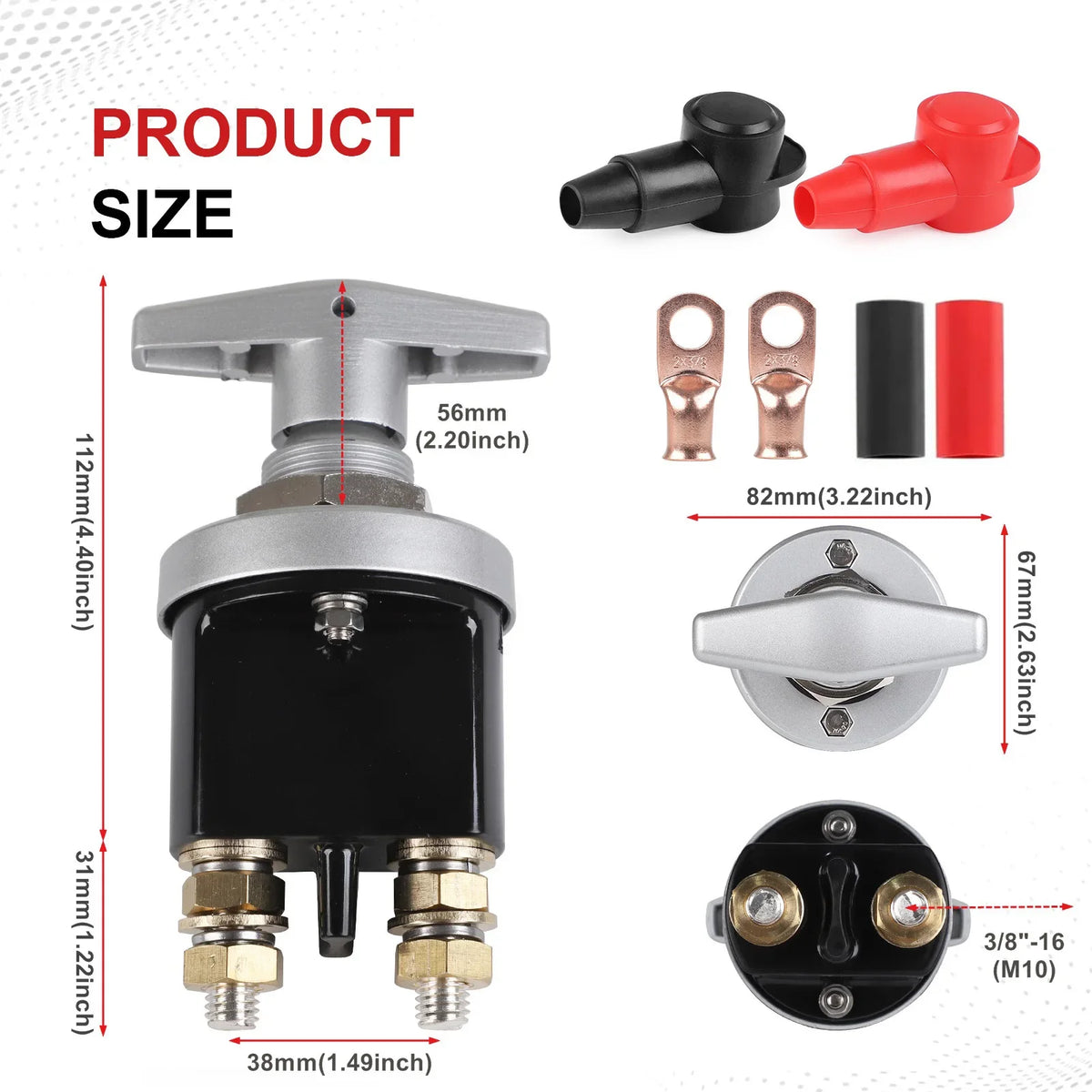 Battery Isolator Disconnector 1500A 12-48V Heavy Duty Battery Kill Mass Switch Kit Stud M10 For RV Camper Van Truck Boat Autos Tuck's Performance