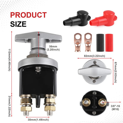 Battery Isolator Disconnector 1500A 12-48V Heavy Duty Battery Kill Mass Switch Kit Stud M10 For RV Camper Van Truck Boat Autos Tuck's Performance
