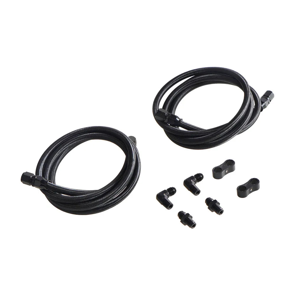 2 X 7Ft AN6 Flexible PTFE Transmission Cooler Hose Lines Fitting Nylon Billet Aluminum Braided Lines For 4L60/700R4/TH350/TH400 Tuck's Performance